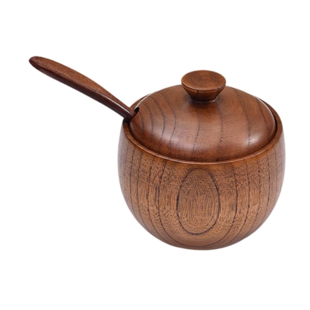 Tarro de Madera para Especias, Bote de Cocina, Organizador Retro, Caja de Condimentos Multifuncional con Tapa, Azucarero para Barra de Café, Azúcar Y frasco individual