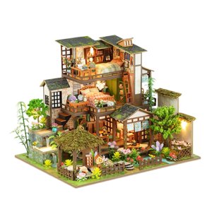 Magideal - Kits De Casa De Muñecas En Miniatura Diy Con Accesorios, Decoración Del Hogar, Conjunto De Construcción De Casa Pequeña, Casa De Muñecas Hecha A Mano
