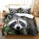 thumbnail image 1 of Raccoons Animal Print Quilt Duvet Cover Set Doona Cover Bedspread Super 3-Piece Bedding Set, 1 of 5