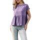 thumbnail image 4 of Blusa de Manga Corta INSPIRE CHIC para Mujeres Cuello Redondo Casual con Volantes Flowy Primavera Verano Salidas Blusas Top S Púrpura, 4 of 6
