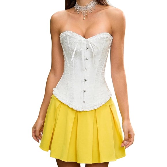 Corsé SZIVYSHI Overbust blanco talla pequeña, 14 huesos