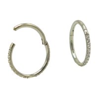 Elbauldejuma - Argollas Huggies 10Mm 16G Titanio F136 Zirconia Plateadas
