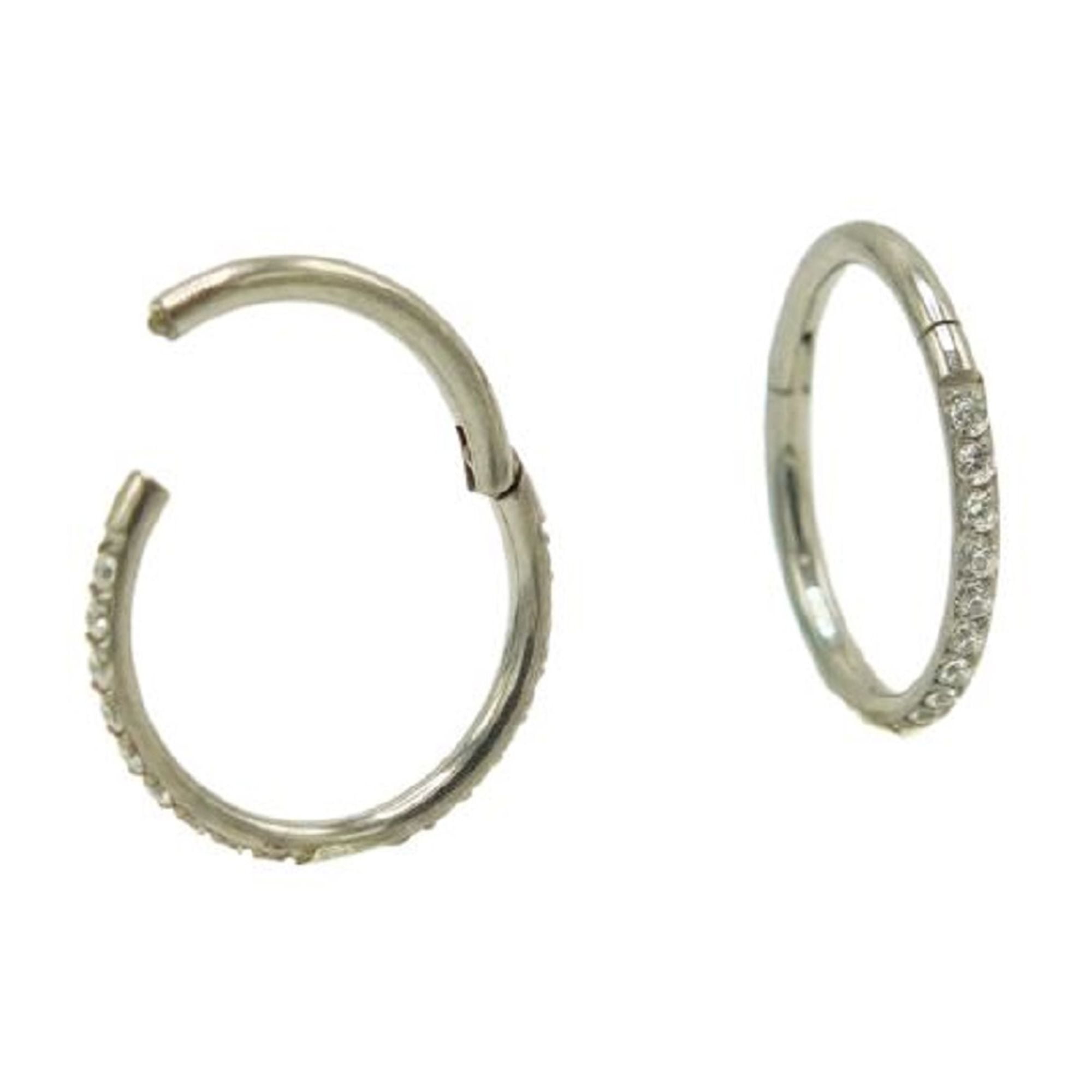 Elbauldejuma - Argollas Huggies 10mm 16g Titanio F136 Zirconia Plateadas