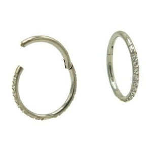 Elbauldejuma - Argollas Huggies 10Mm 16G Titanio F136 Zirconia Plateadas