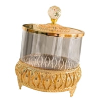 Magideal - Frascos De Almacenamiento De Vidrio Recipientes De Comida De Cocina Postre De Estilo Europeo Transparente Plato De Dulces Azucarero Con Tapa Para Baño M