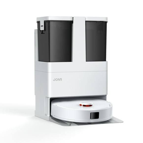 Robot aspiradora JONR T5 Lite con base de secado y lavado de mopa, dos mopas giratorias, navegación LDS