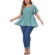 thumbnail image 2 of Agnes Orinda Blusas de Verano para Mujer de Talla Grande Cuello Cuadrado Manga Corta Volante Dobladillo Casual Suelta Blusa 2X Verde, 2 of 6