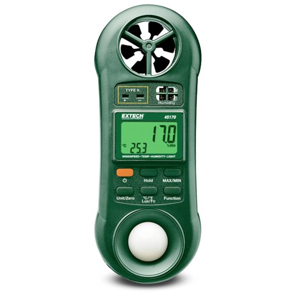 Extech 45170 Medidor Ambiental 4 en 1: Anemómetro y Luz