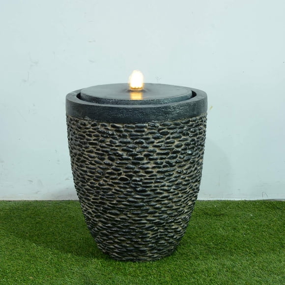Fuente de piedra grande Hi-Line de regalo con efecto de llama LED
