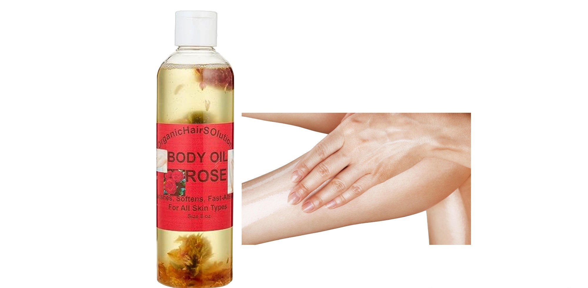 Organic Hair Solution - Aceite Corporal Nutritivo Con Fórmula A Base De Plantas Con Aroma A Rosa, Crema Hidratante Para Piel Seca Y Aceite De Masaje Corporal Hidratante, Para Un Brillo Radiante Y Saludable (8 Oz)