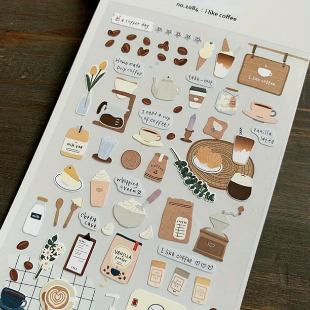 Coffee-Lover's Dream: Adorable Waterproof Stickers for Water Bottles, Laptops, Scrapbooks, and More!