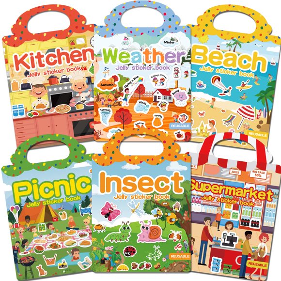 Set de 6 libros de pegatinas reutilizables CREATIVETREES para niños de 3 a 6 años
