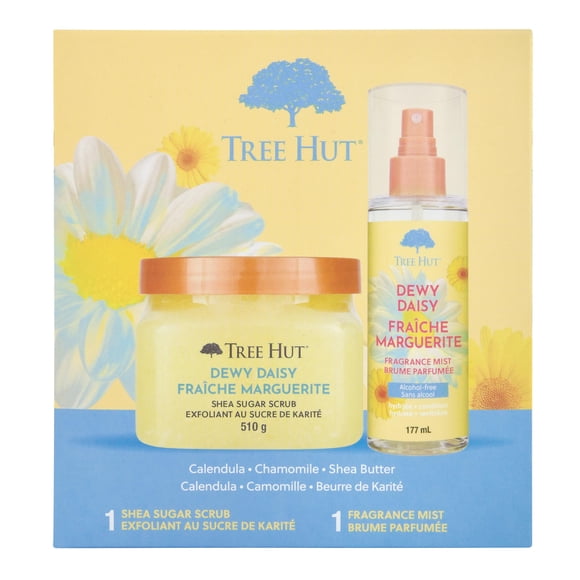 Set de regalo Tree Hut Dewy Daisy – Bruma Corporal 177 ml y Exfoliante