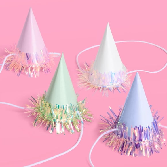 Minisombreros de fiesta Xo, lámina iridiscente Fetti, 10 unidades