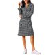thumbnail image 1 of INSPIRE CHIC Vestidos Vintage de Cuadros para Mujer con Cuello en V, Manga Larga, Casual, Largo hasta la Rodilla, Camisa Vestido M Negro, 1 of 6