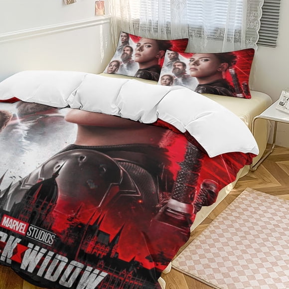 Black Widow Bedding Comforter Sets, 3-Piece Bedding Set Soft Warm Bed Set with 1 Duvet Cover And 2 Pillowcases for Bedroom All Season