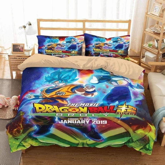 Dragon Ball Super Broly Quilt Duvet Cover Set Bed Linen Bedding 3-Piece Bedding Set