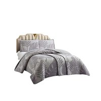 Teng Fei - Cubrecama Quilt Con Diseño Hoja Relieve Plaza Y Media Gris