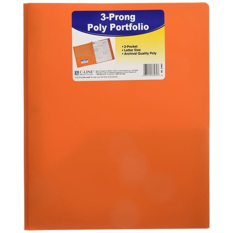 Carpeta Portfolio C-Line De Polietileno Pesado Con Puntas, Color Naranja