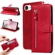 thumbnail image 1 of Funda tipo cartera para iPhone 16e con bolsillo con cremallera y ranuras para tarjetas – Función de soporte Rojo, 1 of 5