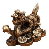 Magideal - Estatua De Dragón Chino Escultura Regalo De Inauguración De La ,15X1,57X1,97 Pulgadas Hermoso Auspicioso Exquisito Especial Mesa , Bronce