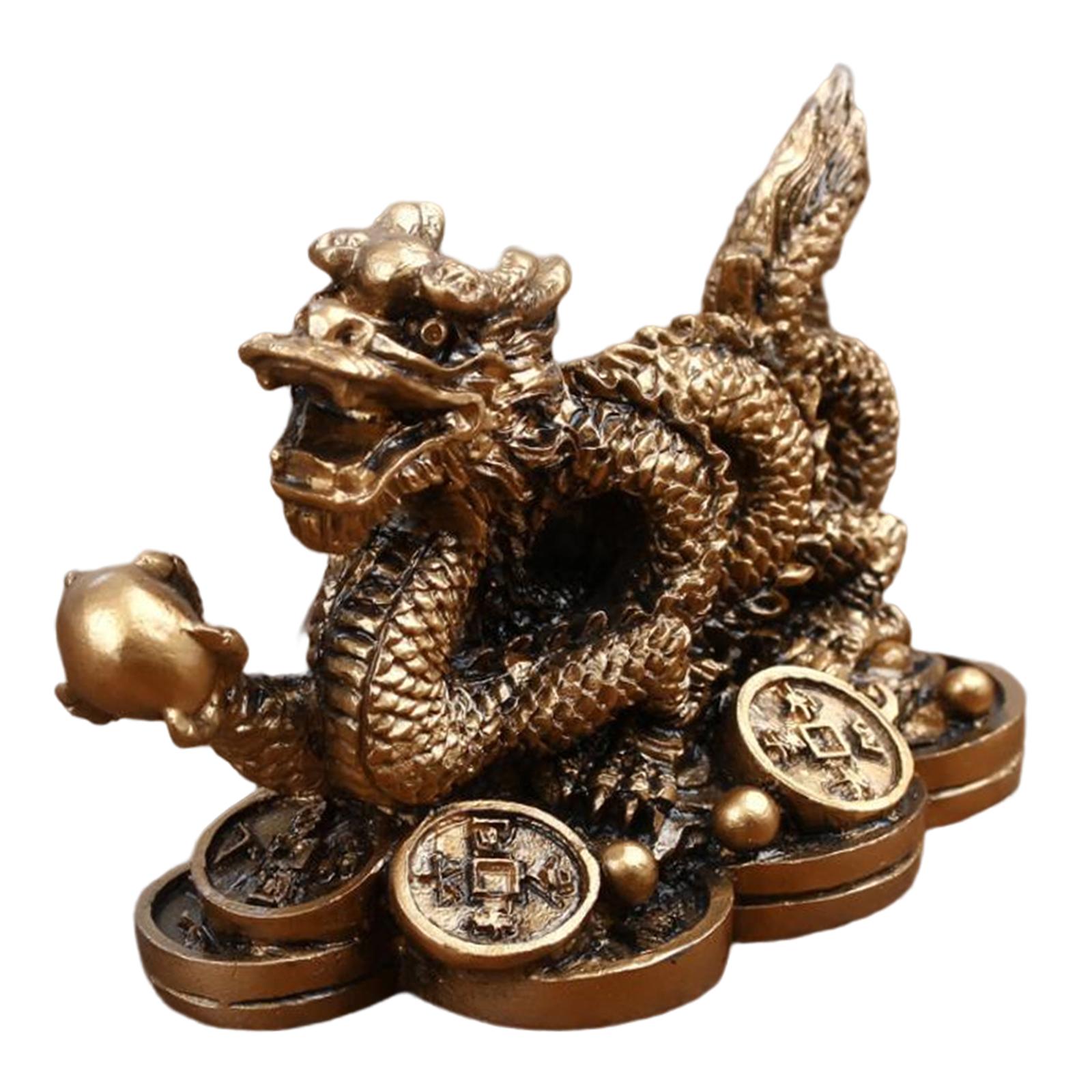 Magideal - Estatua De Dragón Chino Escultura Regalo De Inauguración De La ,15X1,57X1,97 Pulgadas Hermoso Auspicioso Exquisito Especial Mesa , Bronce