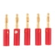 thumbnail image 2 of 5 Unids 4mm Bañado en Oro de Altavoz Cable Banana Plug Prueba Audio Conector rojo, 2 of 2