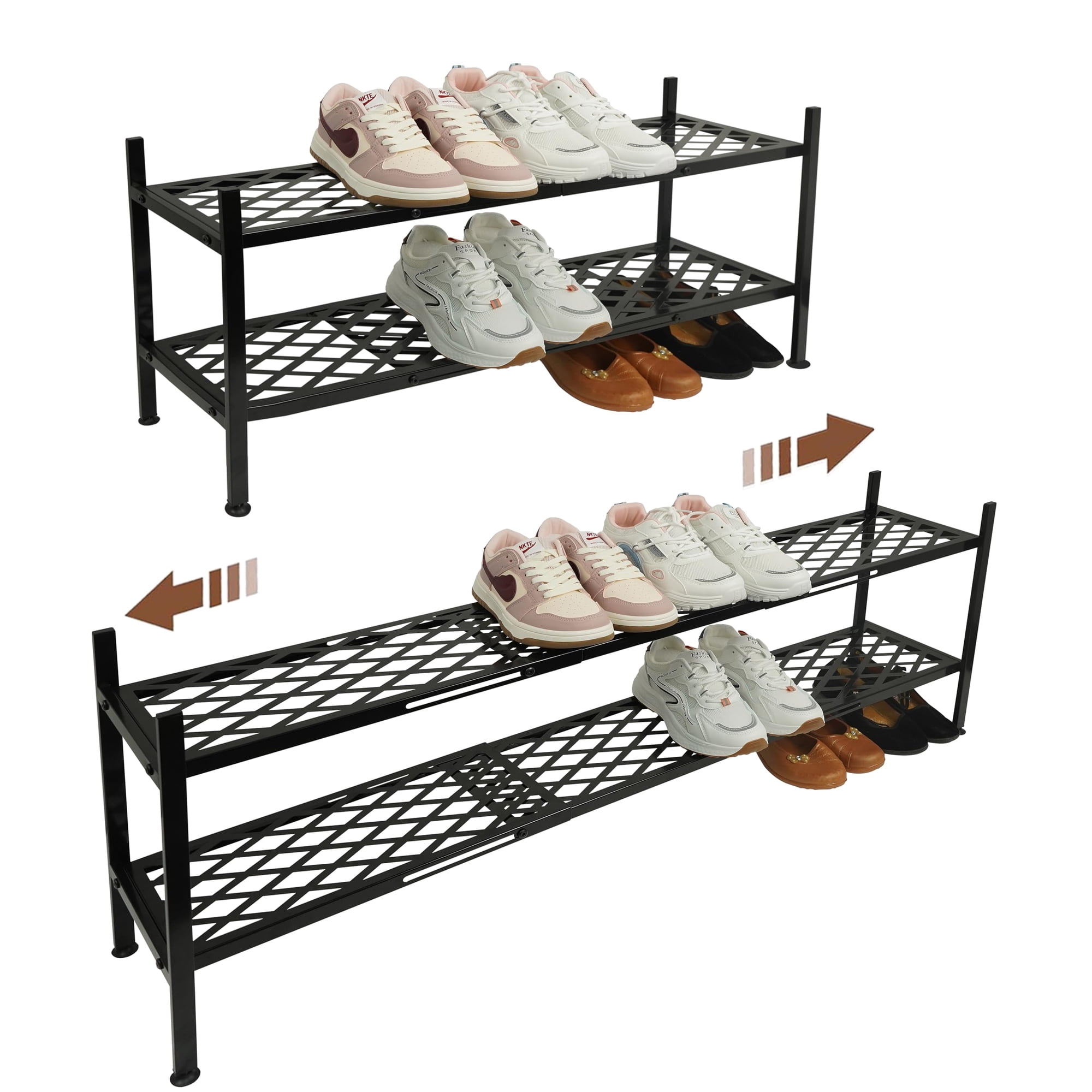 Zapatero Nijoam De Metal Expandible De 2 Niveles Para 12 A 18 Pares