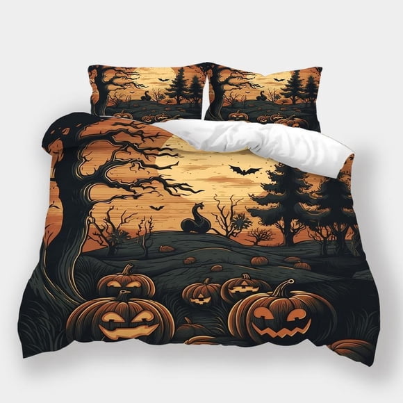 Halloween Style Skull Pumpkin Print Quilt Duvet Cover Set Home Textiles3-Piece Bedding Set
