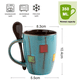thumbnail image 2 of Juego de tazas de café de 350 ml con cucharas en el asa, aptas para microondas y lavavajillas., 2 of 5