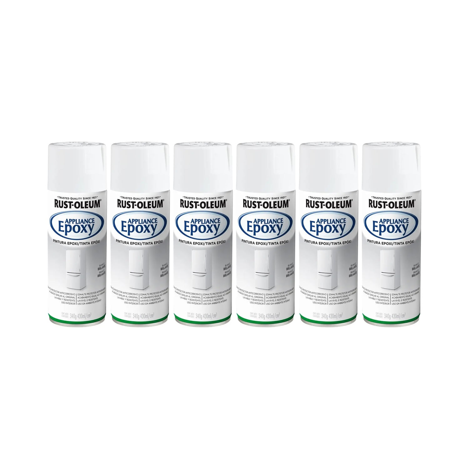 Rust-oleum - Pack 6 Und. Pintura En Spray Epóxica Blanco Brillante 340 G 700178