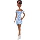 thumbnail image 1 of Barbie Fashionistas Doll #185, cabello negro y al revés, vestido de mezclilla blanqueado en el hombro, naranja, 1 of 3