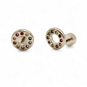 Tiana Joyas - Aros Circular Con Circones De Multiples Colores De Plata 925