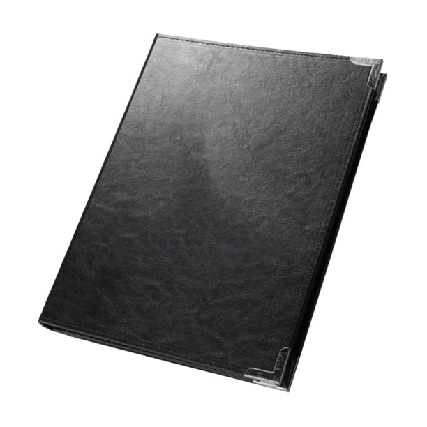 Menú de restaurantes sobre, libro, titular de cheques de clientes, cafetería, noshery, bar, pu-, menú fácil de actualizar, carpeta de menú de hotel, l 4 insertos en blanco
