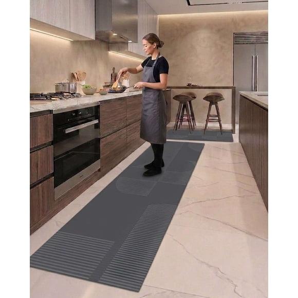 Set 2 Piezas Alfombra de Cocina Goma Antideslizante Diseño Estampado