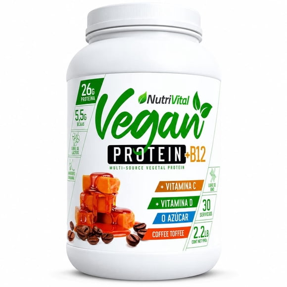 Proteína Vegana Nutrivital B12 30 Porciones Sabor Coffee toffee
