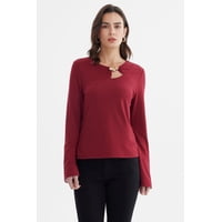Fashionspark - Polera Mujer Aplicación Metalica En Pecho Rojo