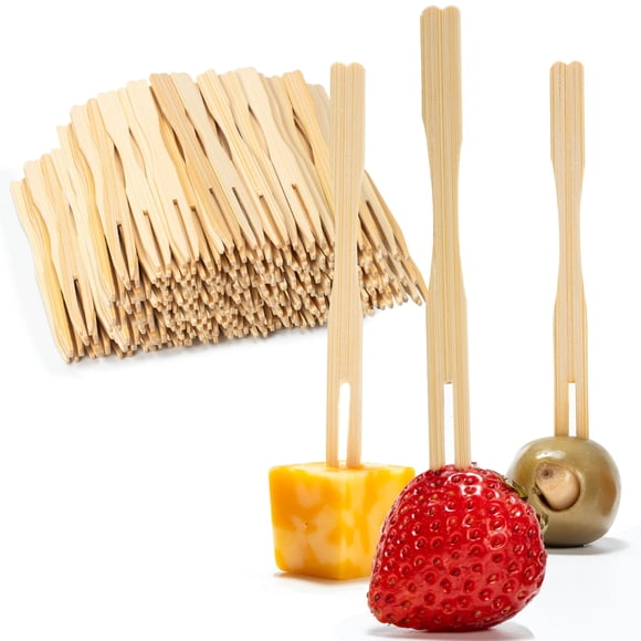 Tenedores de aperitivo de bambú Stock Your Home, paquete de 200 unidades, 3,5 cm