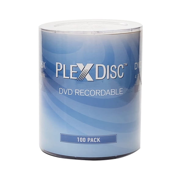 DVD-R PlexDisc de 4,7 GB con el logotipo de la marca 16x grabable, paquete de 100