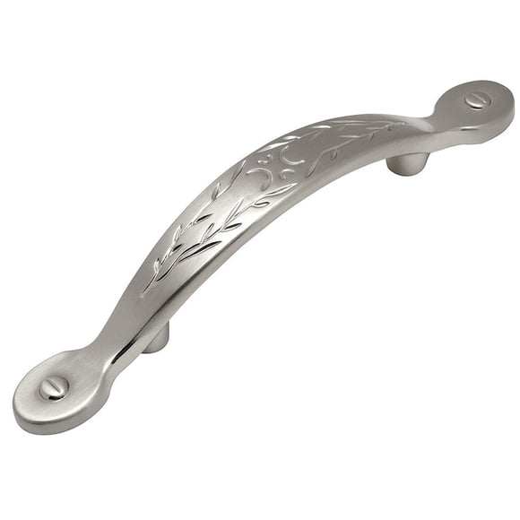 Cosmas Paquete de 10 Tiradores para Gabinete con Diseño de Hoja en Níquel Satinado - Centros de Agujeros de 3" (76 mm), Longitud Total 5-3/4"