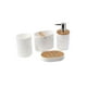 thumbnail image 1 of Set De Baño 4 Piezas Ducha Elegante Bambu Dispensadores BLANCO, 1 of 5