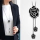 thumbnail image 2 of Rhinestone Negro Rose Colgante Largo Collar Mujeres Suéter Cadena Statehombrest Collar Gargantilla Ajustable Elegante Joyería Cristal Accesorios Dressy Collogatoion Invierno Noche Partey Boda Plata, 2 of 7