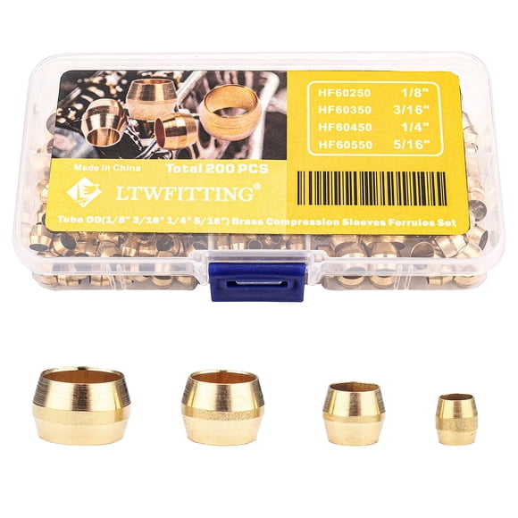 Kit de Mangas de Compresión LTWFITTING Latón 200 piezas 1/8-5/16"