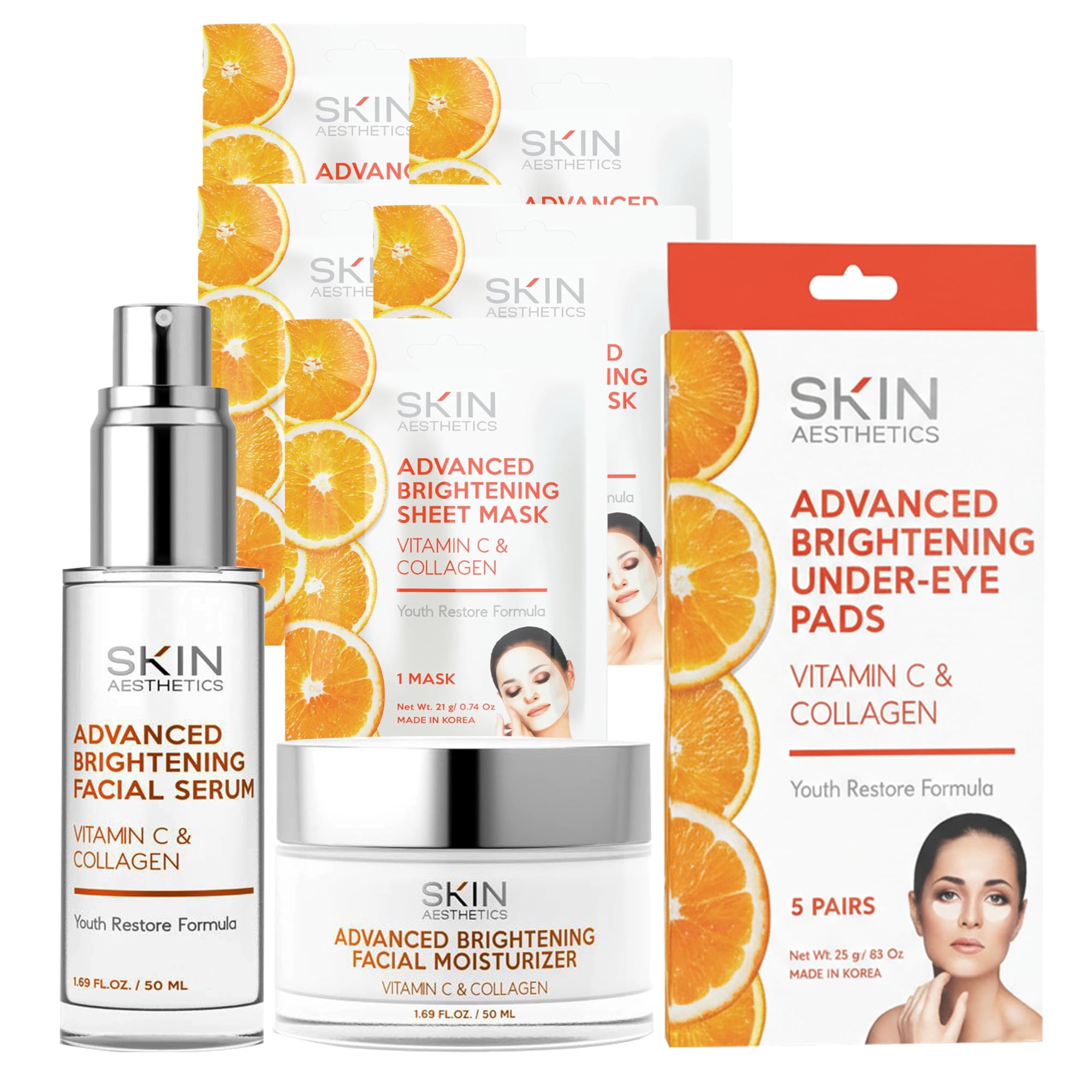 Set De Cuidado De La Piel Coreano Skin Aesthetics Con Vitamina C Y Colágeno
