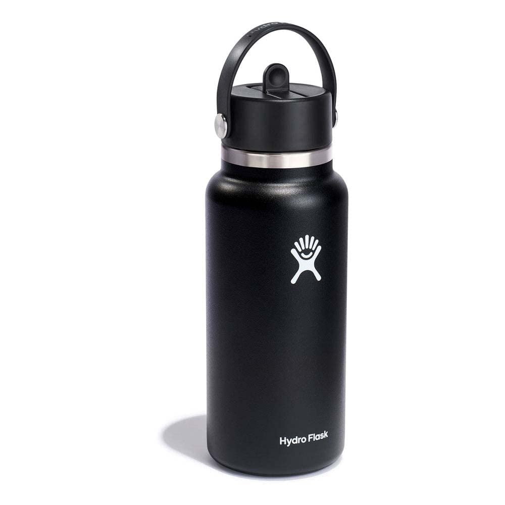 Botella De Agua Hydro Flask Wide Flex Straw Cap 946 Ml, Color Negro