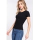 thumbnail image 5 of Top Corto de Punto Acanalado Jaspeado con Cuello Redondo Slv Negro M, 5 of 5