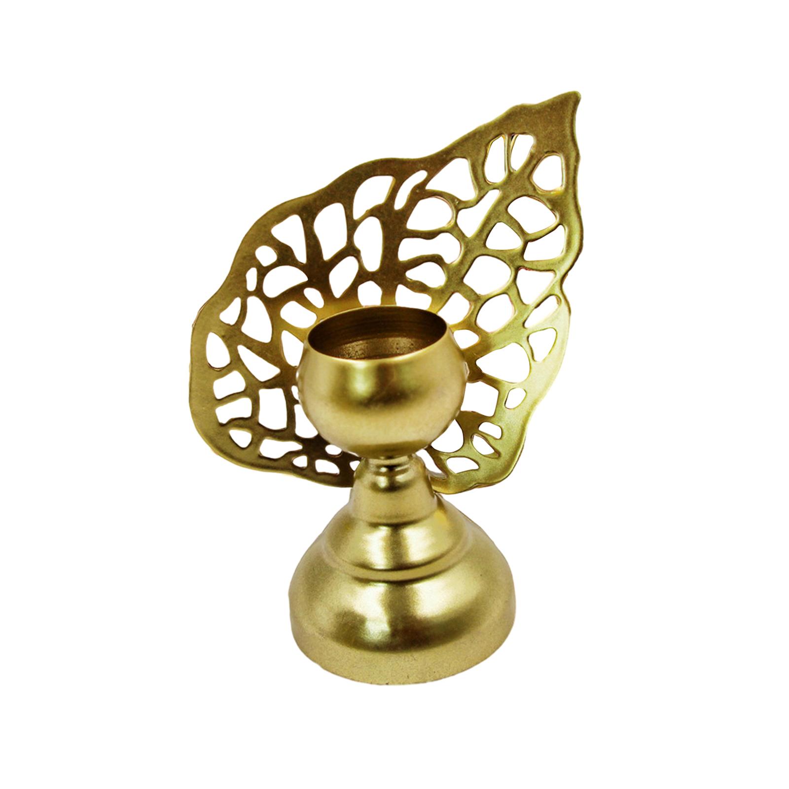 Bothyi - Candelabro De Metal Candelabro Sala De Estar Candelabro Ornamento Portavelas Hojas Huecas