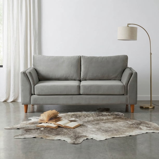 Sofá Milan 2C Con Resortes Pocket Tela Velvet Gris