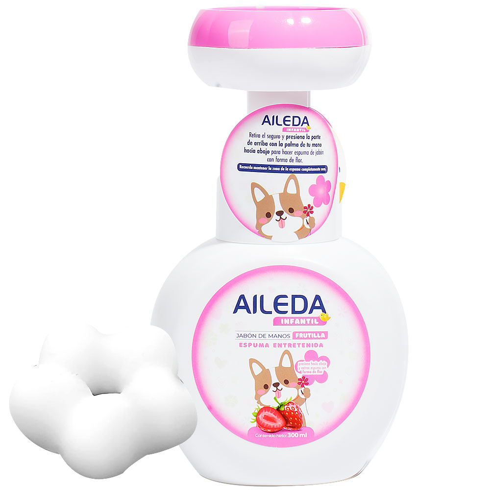 Aileda - Jabón Espuma Infantil (Flor) 300 Ml Aroma De Fresa