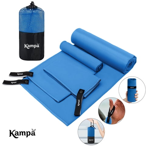 Kampa - Toalla Microfibra 3Pcs Secado Rápido Baño Viaje Deporte Azul Azul Toallas Microfibra De Secado Rápido